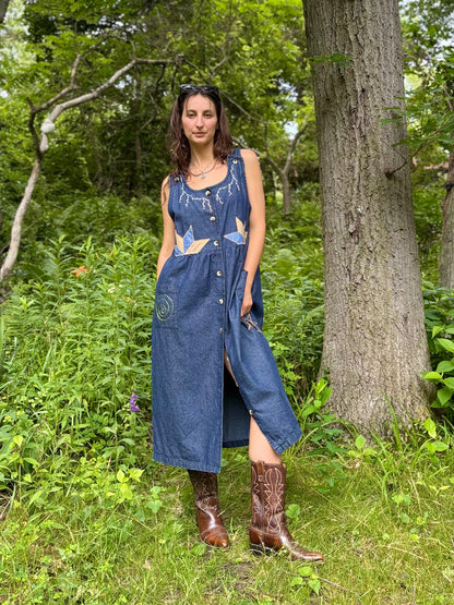 Dark Wash Embellished Denim Dress
