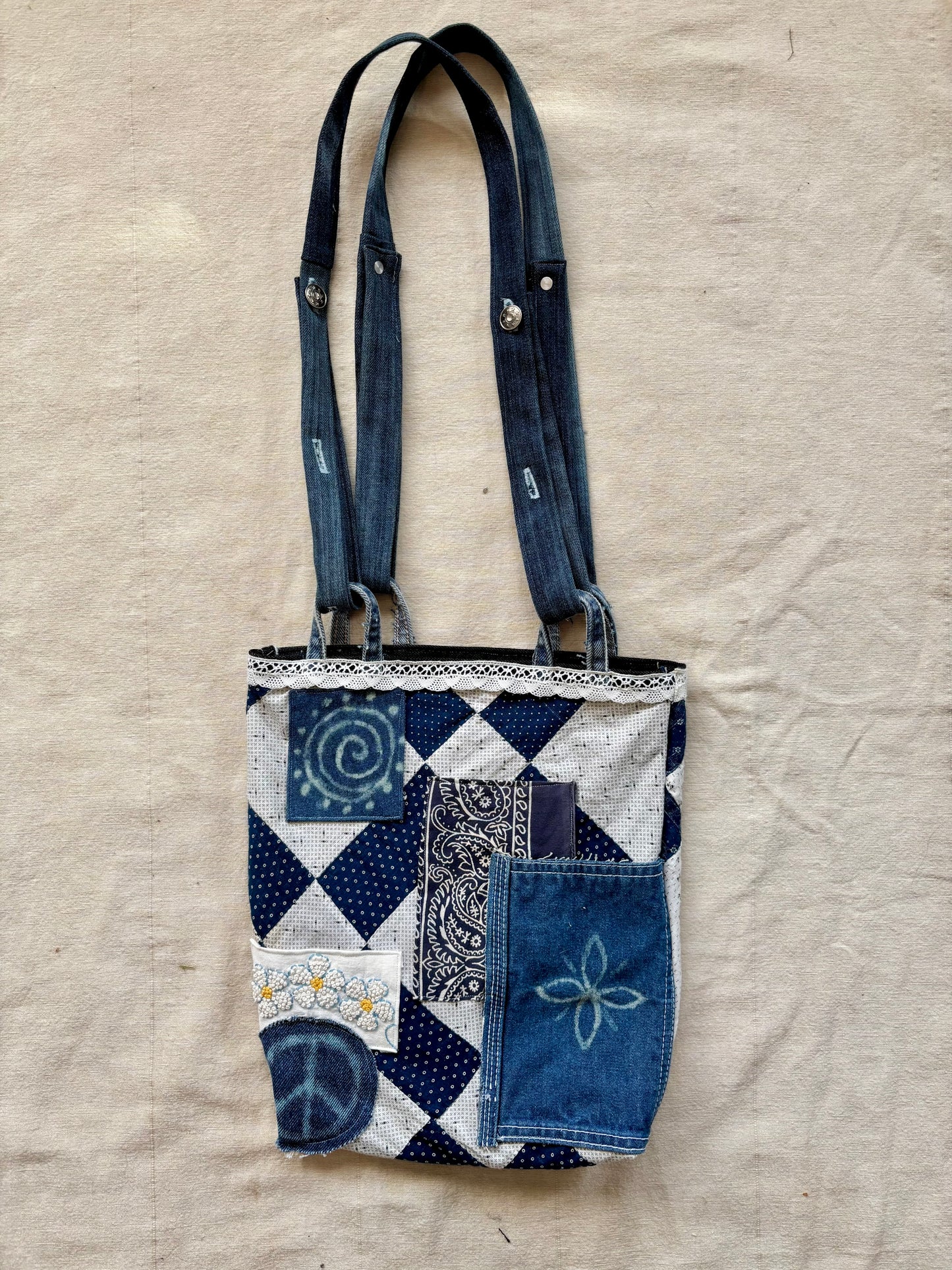 Patchwork Calico & Demin Bag