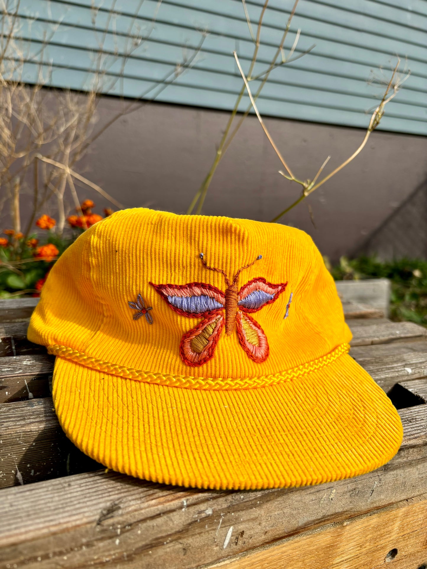 Embroidered Corduroy Trucker Hat