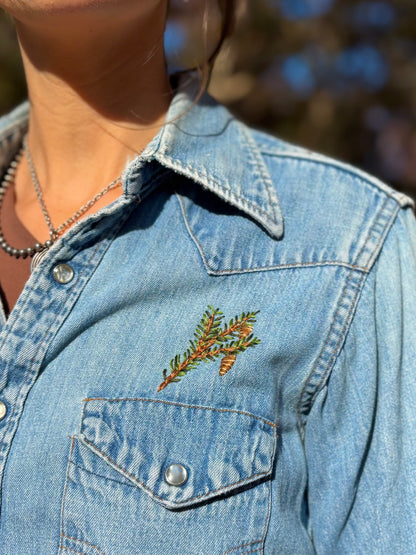 1970s Northern Flicker Embroidered Pearl Snap