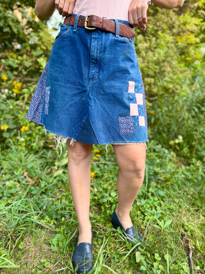 Calico Patched Wrangler Mini Skirt