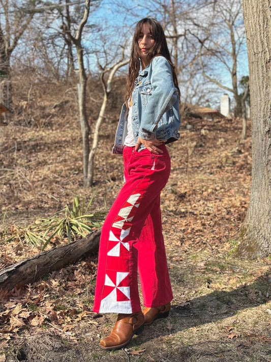 Red Pinwheel Jeans