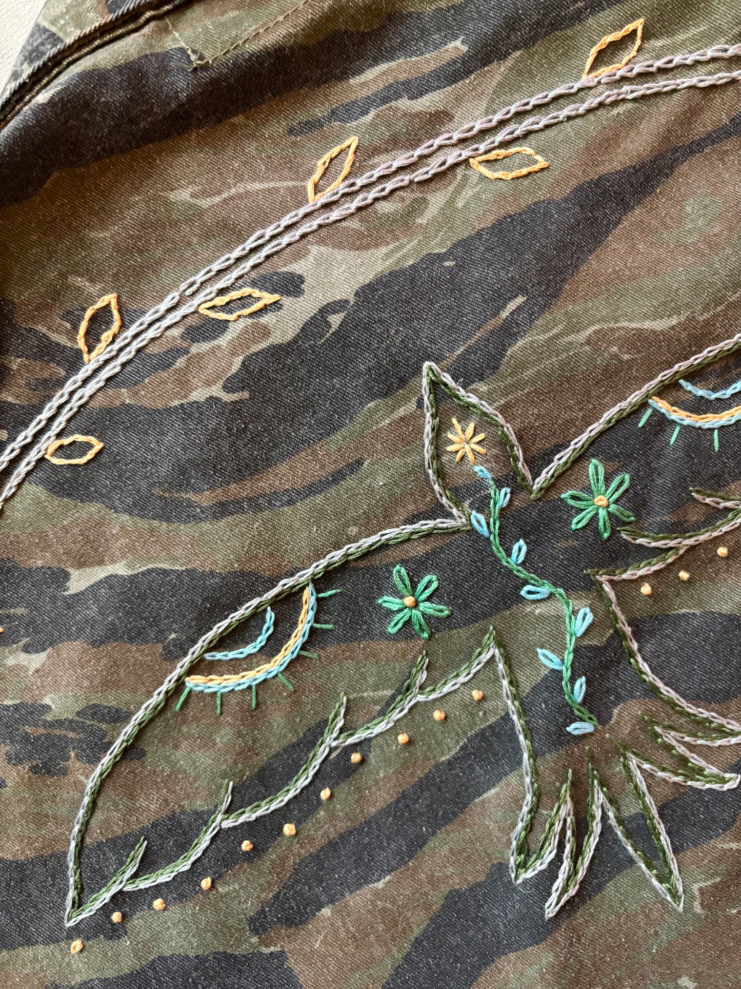 Hand Embroidered Tiger Camo Jacket