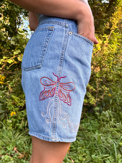 Hand Embroidered Button Shorts 🍊