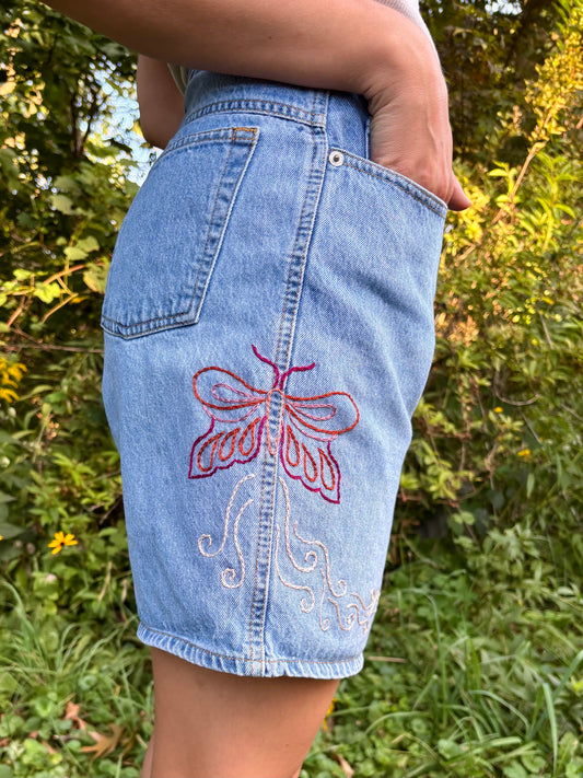Hand Embroidered Button Shorts 🍊