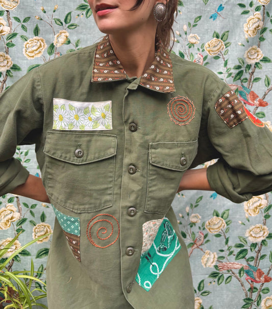 𓆟 Embroidered & Patched OG 107 Army Shirt