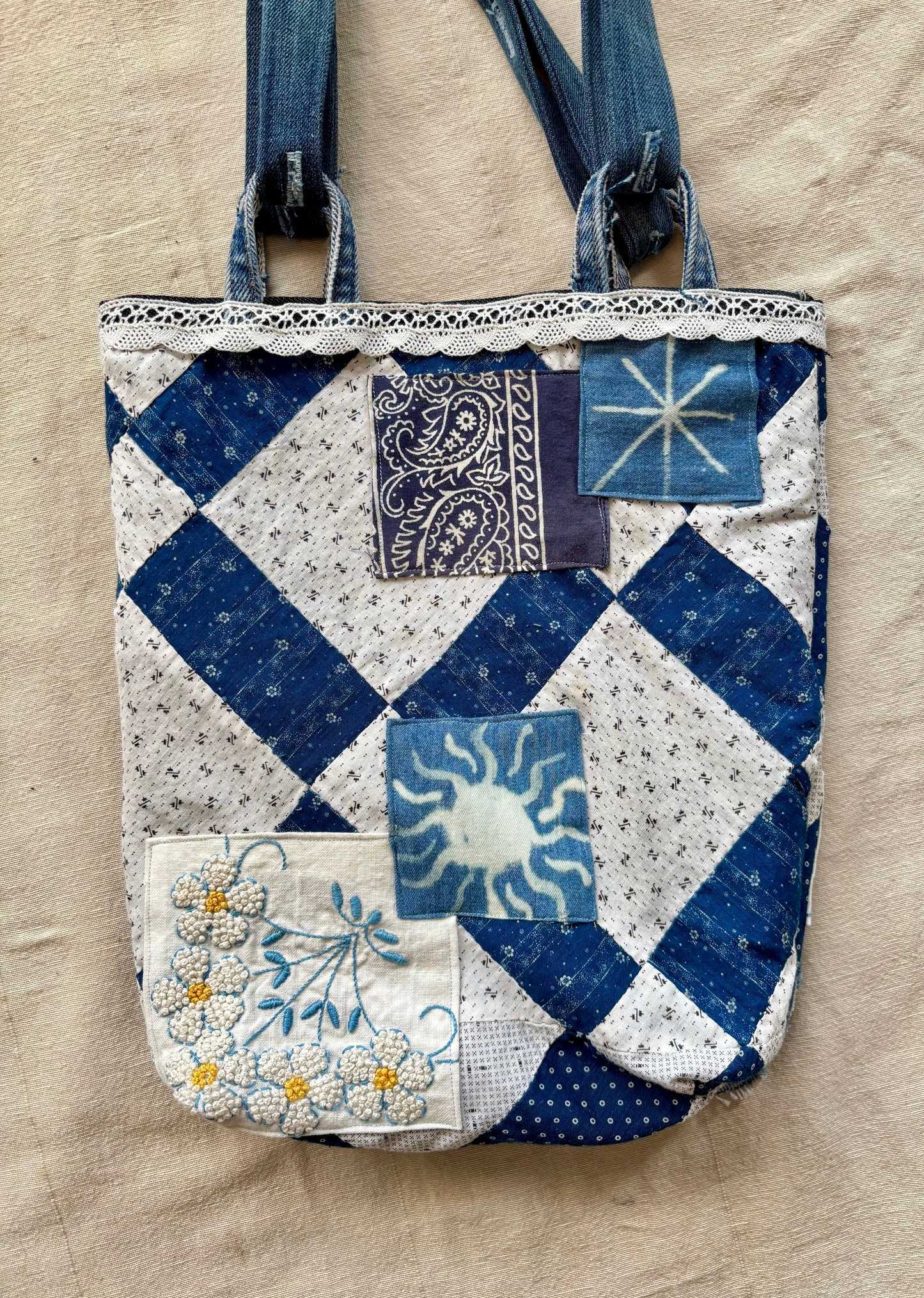 Patchwork Calico & Demin Bag