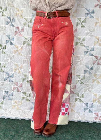 Coral Pinwheel Levi's with Embroidery