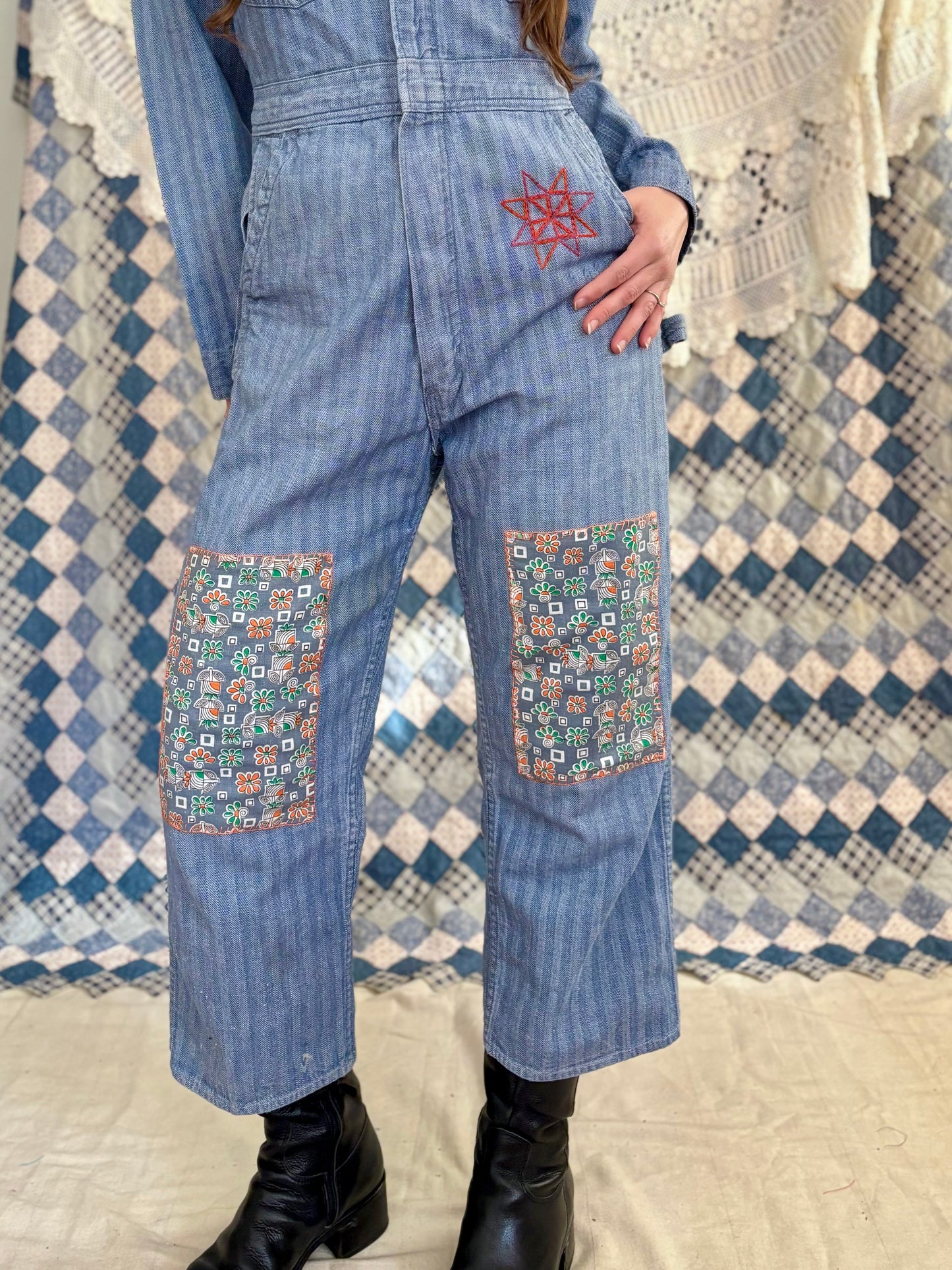 Hand Embroidered Paul Bunyan Coveralls