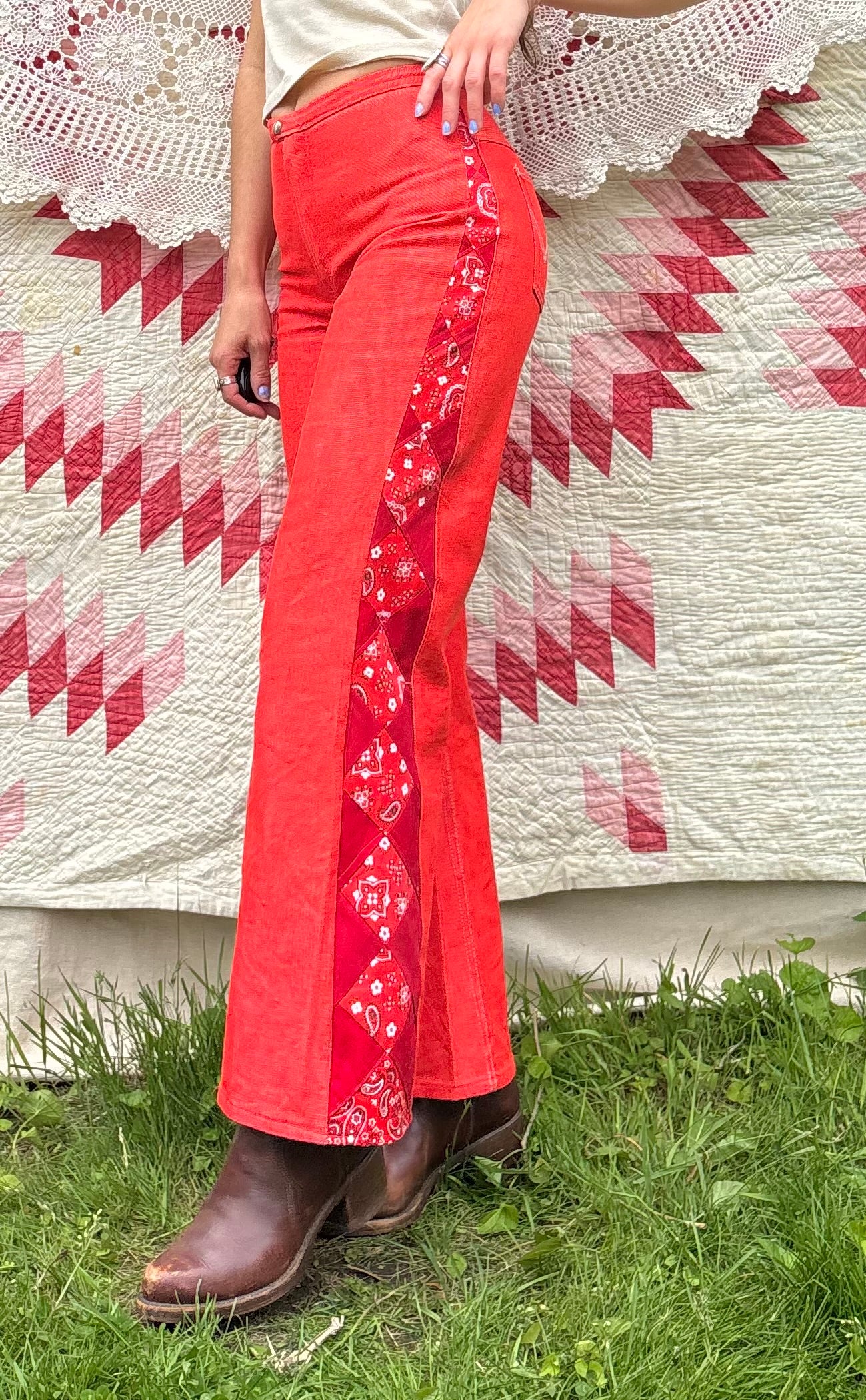 Red Wrangler Diamond Jeans