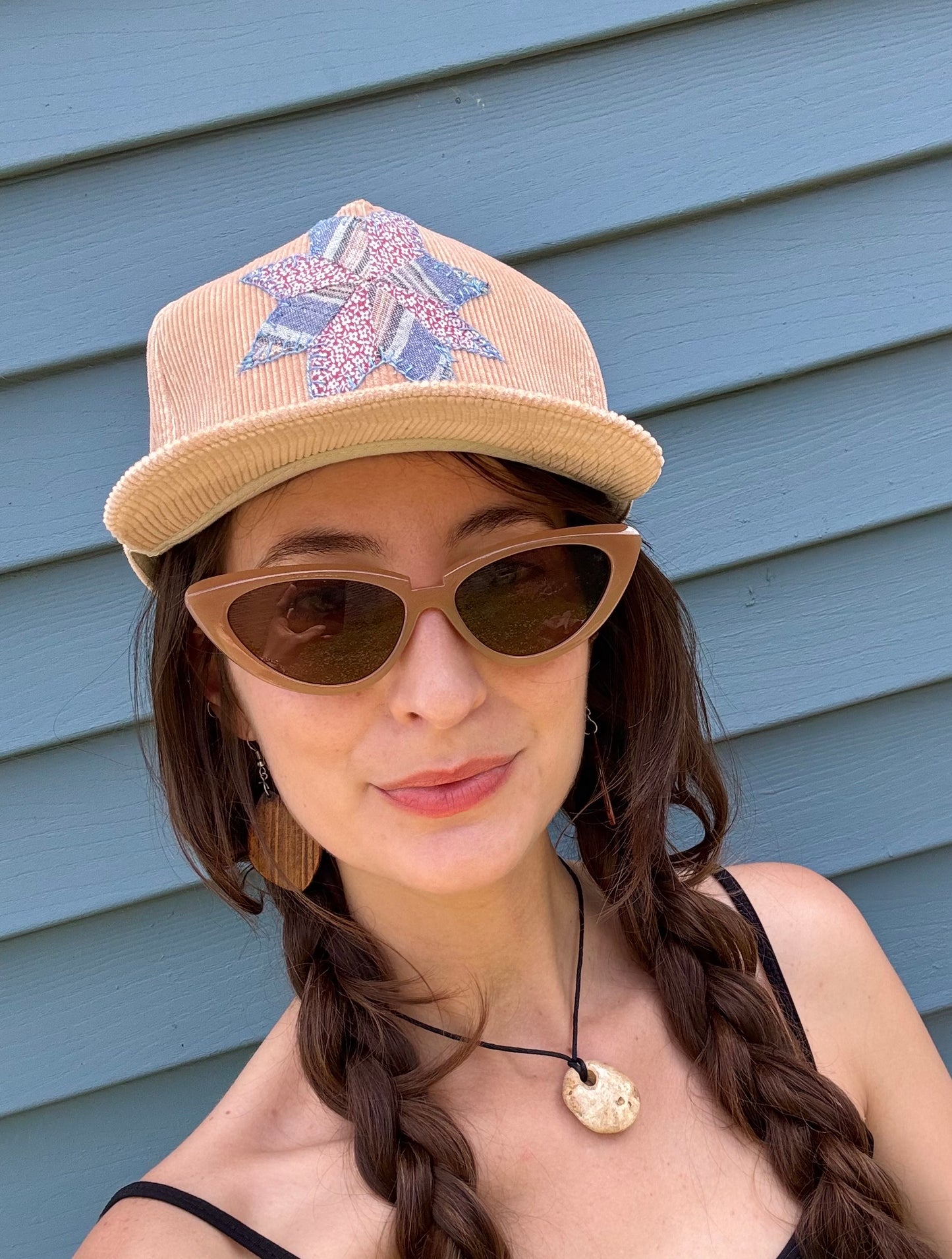 Star Quilt Corduroy Snap Back Hat