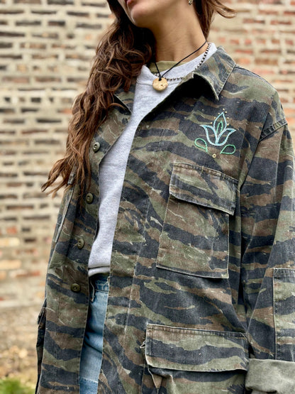 Hand Embroidered Tiger Camo Jacket