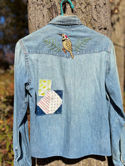 1970s Northern Flicker Embroidered Pearl Snap