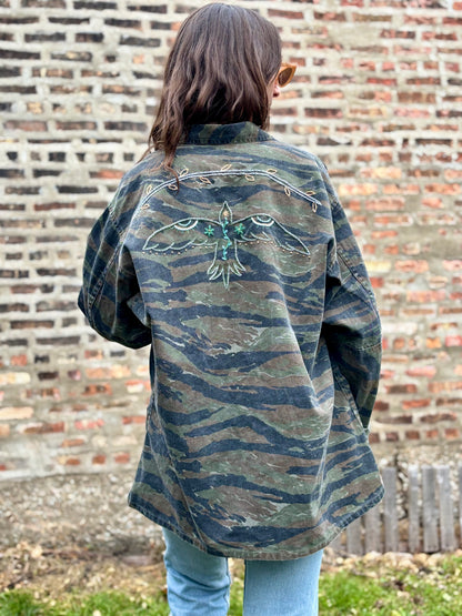 Hand Embroidered Tiger Camo Jacket