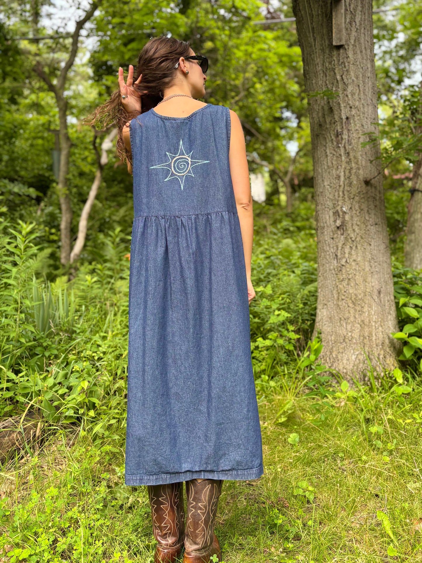 Dark Wash Embellished Denim Dress