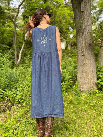 Dark Wash Embellished Denim Dress