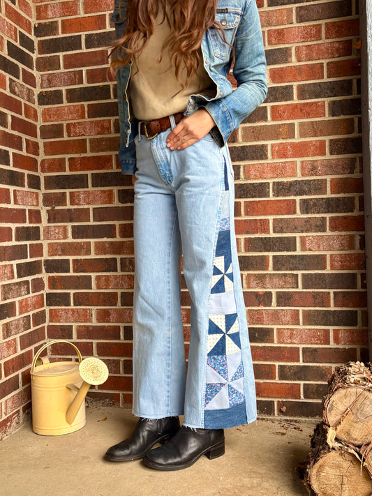 Light Wash Pinwheel Calico Wranglers