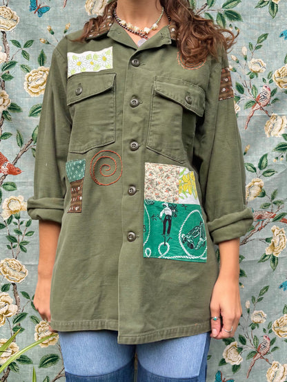 𓆟 Embroidered & Patched OG 107 Army Shirt