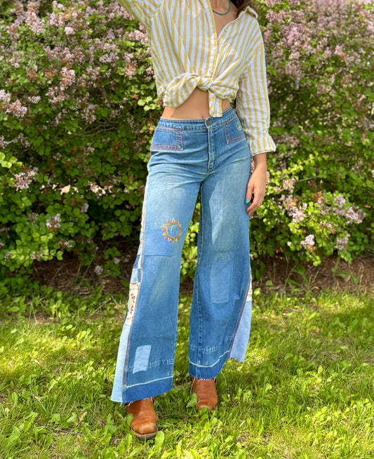 1970's JTF Embroidered Wide Leg Jeans