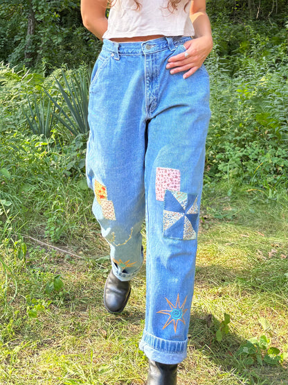 Embroidered & Patched Cargo Jeans