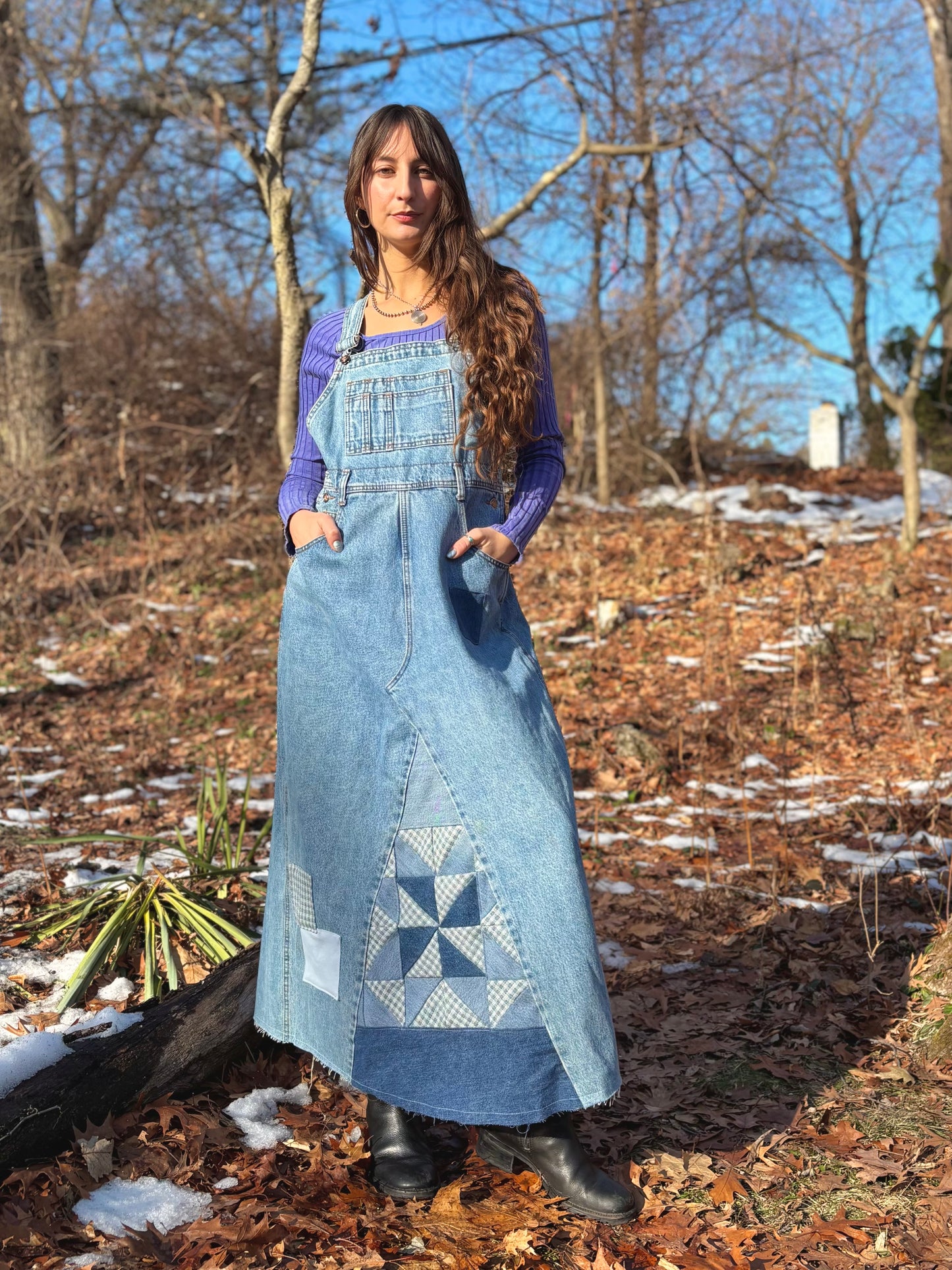 90s Blue Quilt Jumper