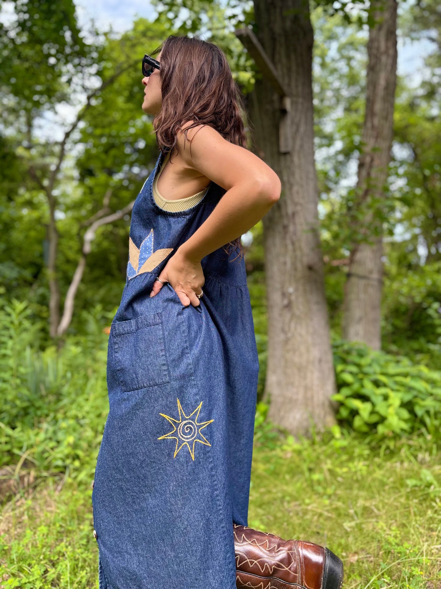 Dark Wash Embellished Denim Dress