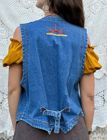 Hand Embroidered Western Vest