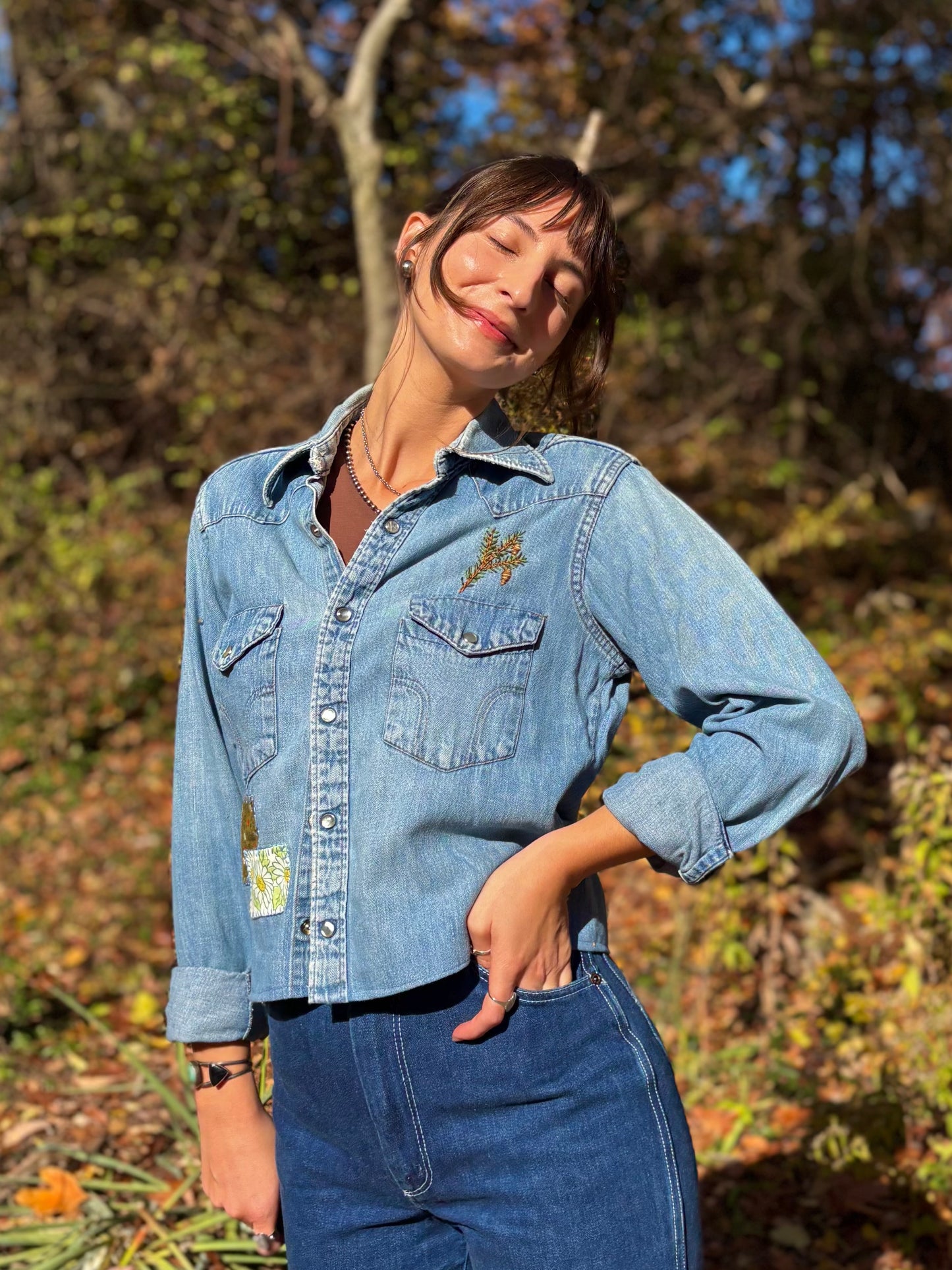 1970s Northern Flicker Embroidered Pearl Snap