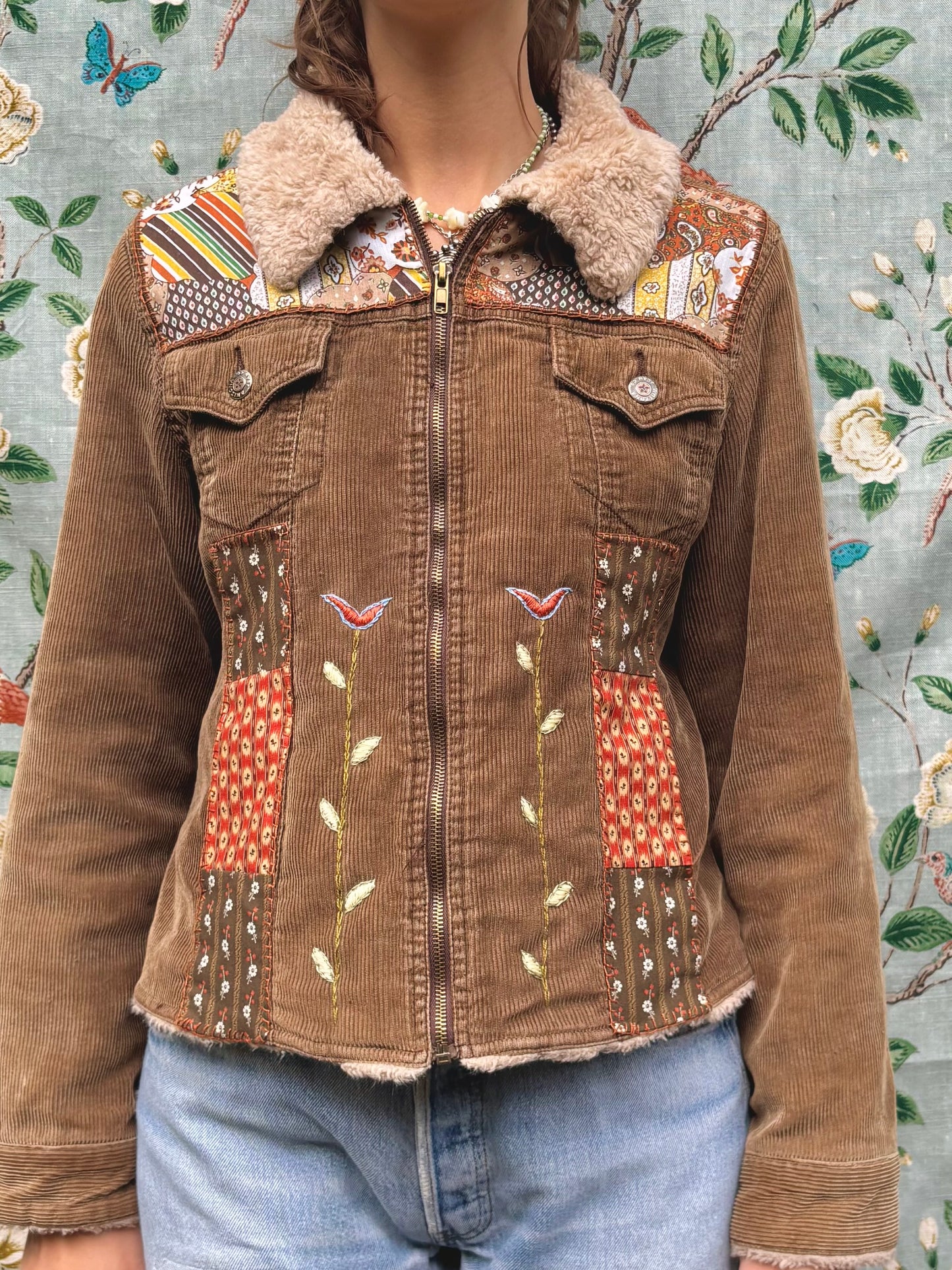 🤎 Embroidered & Patched Corduroy Jacket