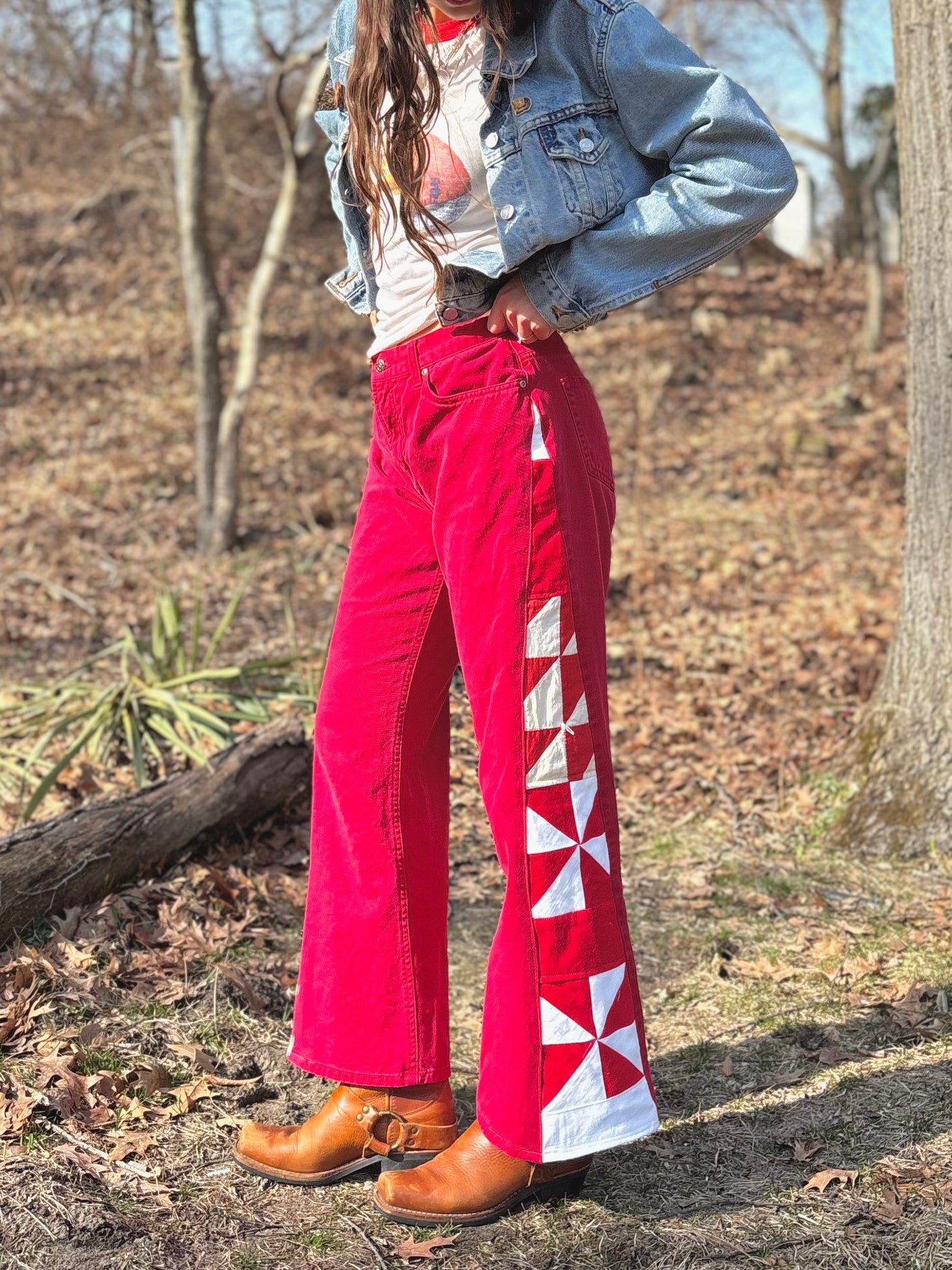 Red Pinwheel Jeans