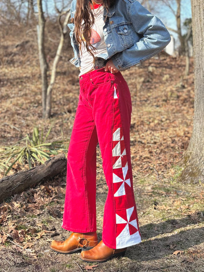 Red Pinwheel Jeans