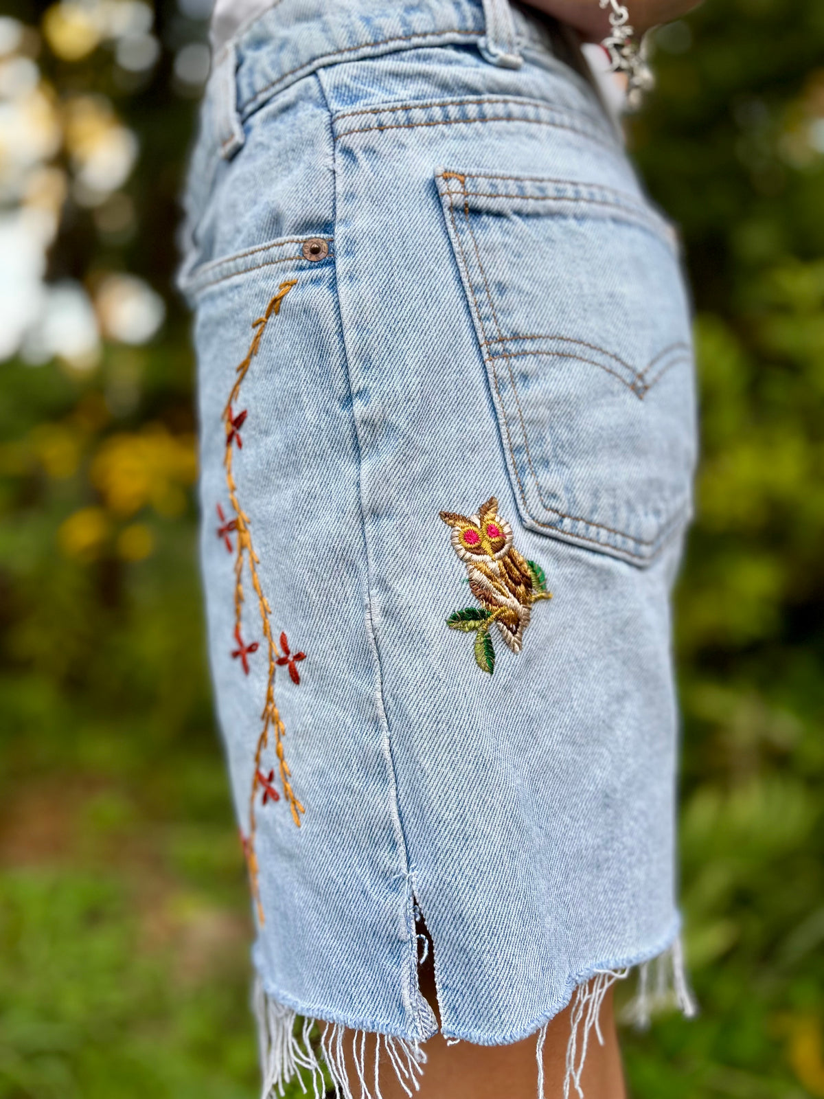 Hand Embroidered Levi's Shorts 🦉