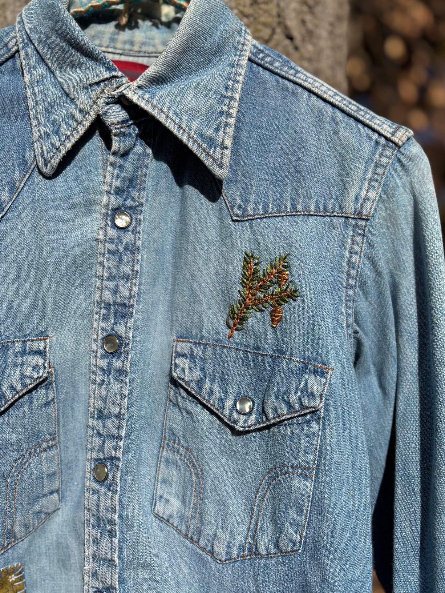 1970s Northern Flicker Embroidered Pearl Snap