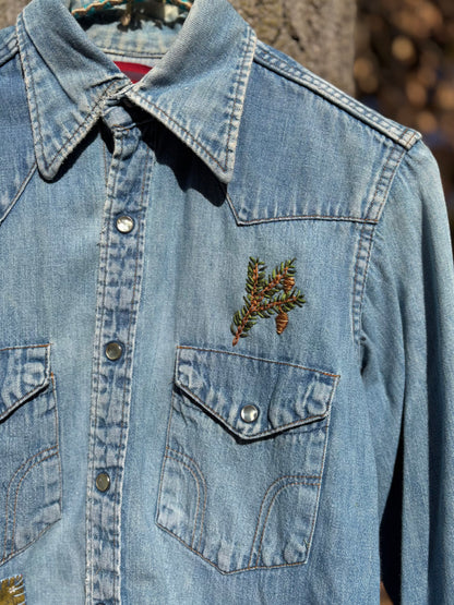 1970s Northern Flicker Embroidered Pearl Snap