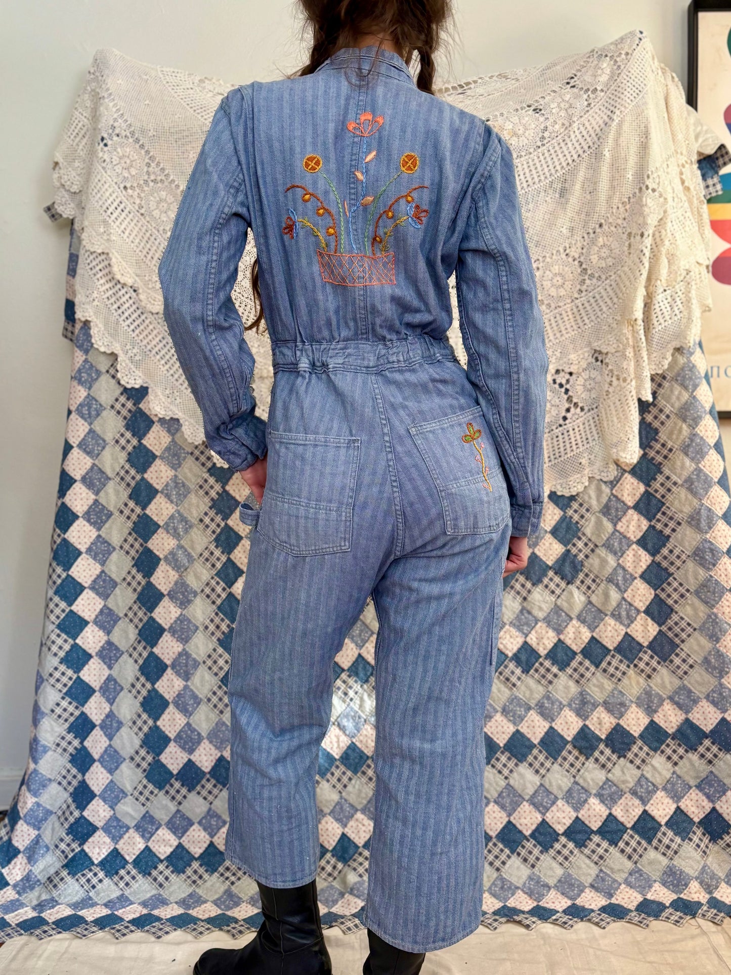Hand Embroidered Paul Bunyan Coveralls