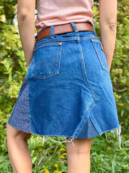 Calico Patched Wrangler Mini Skirt