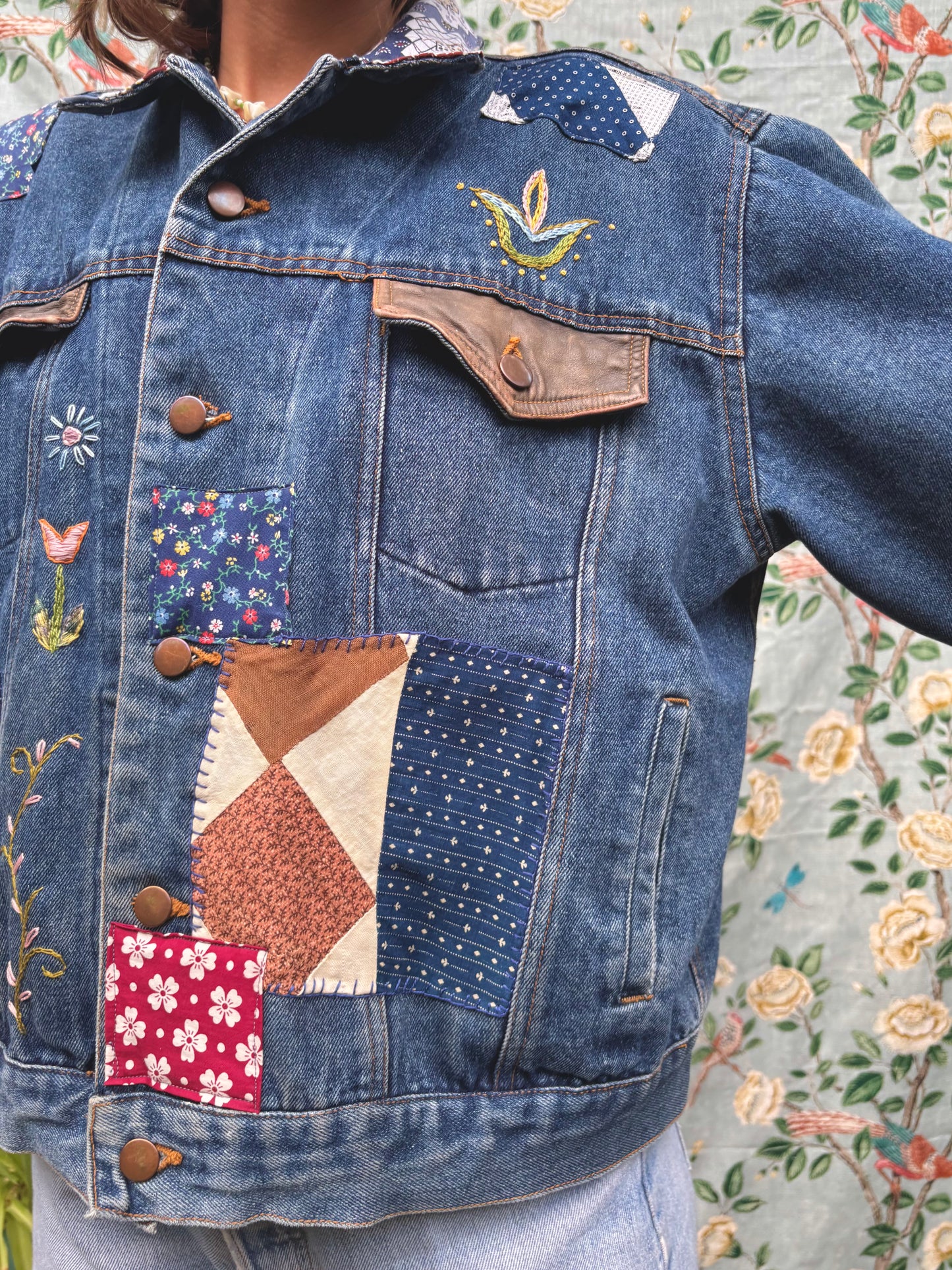 𓆸 Embroidered & Patched Denim Jacket