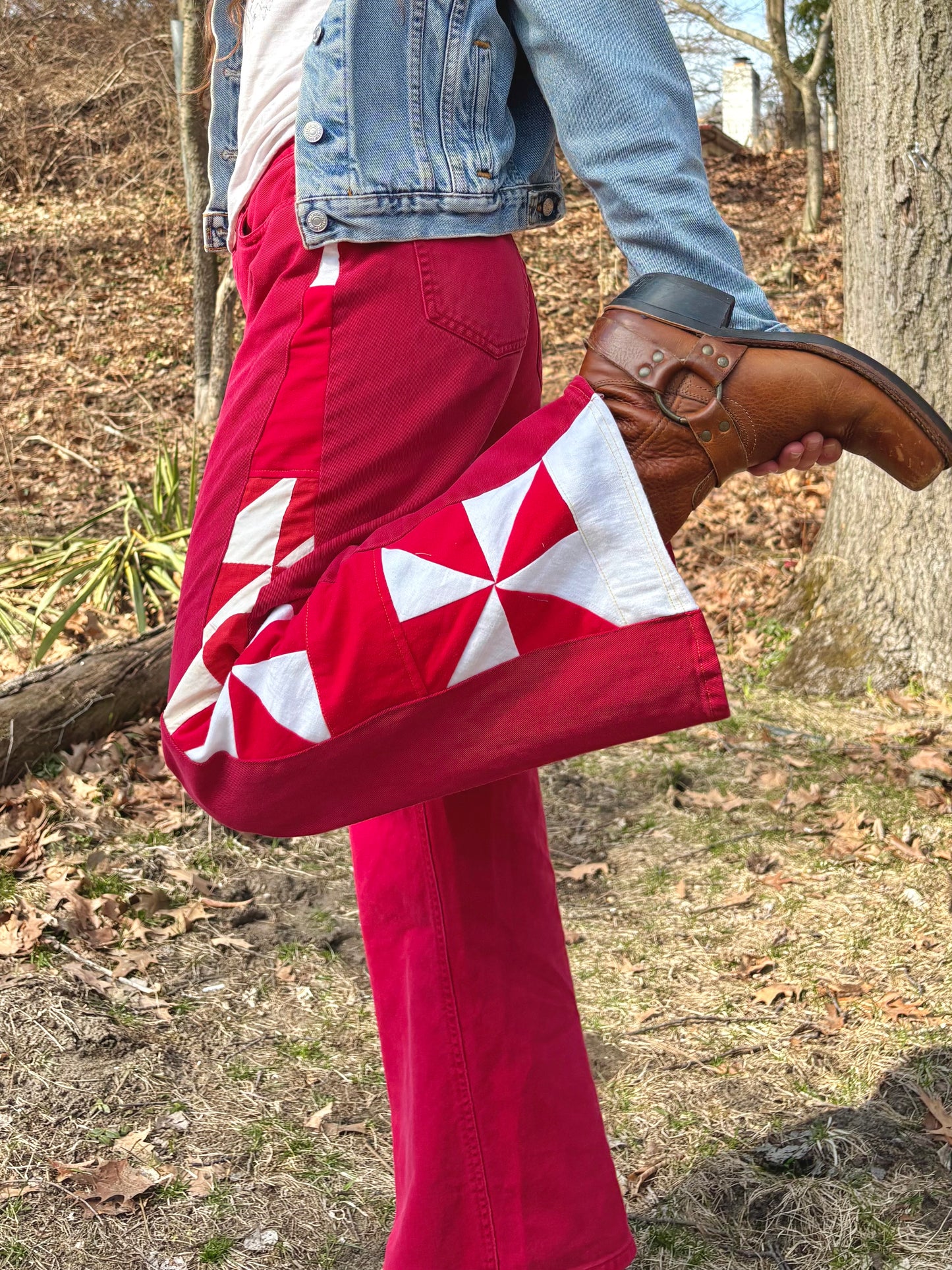 Red Pinwheel Jeans