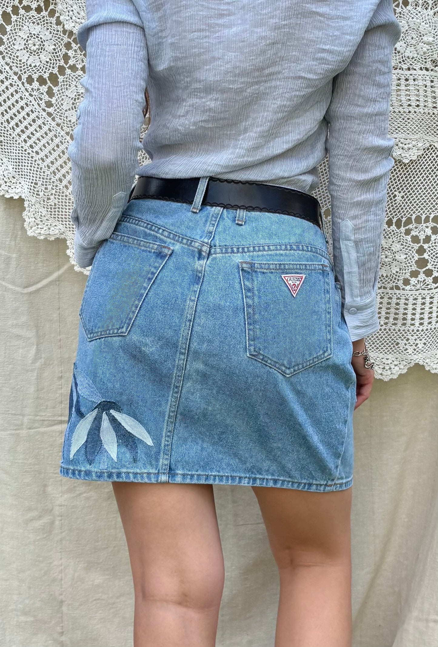 Floral Appliqué Mini Skirt