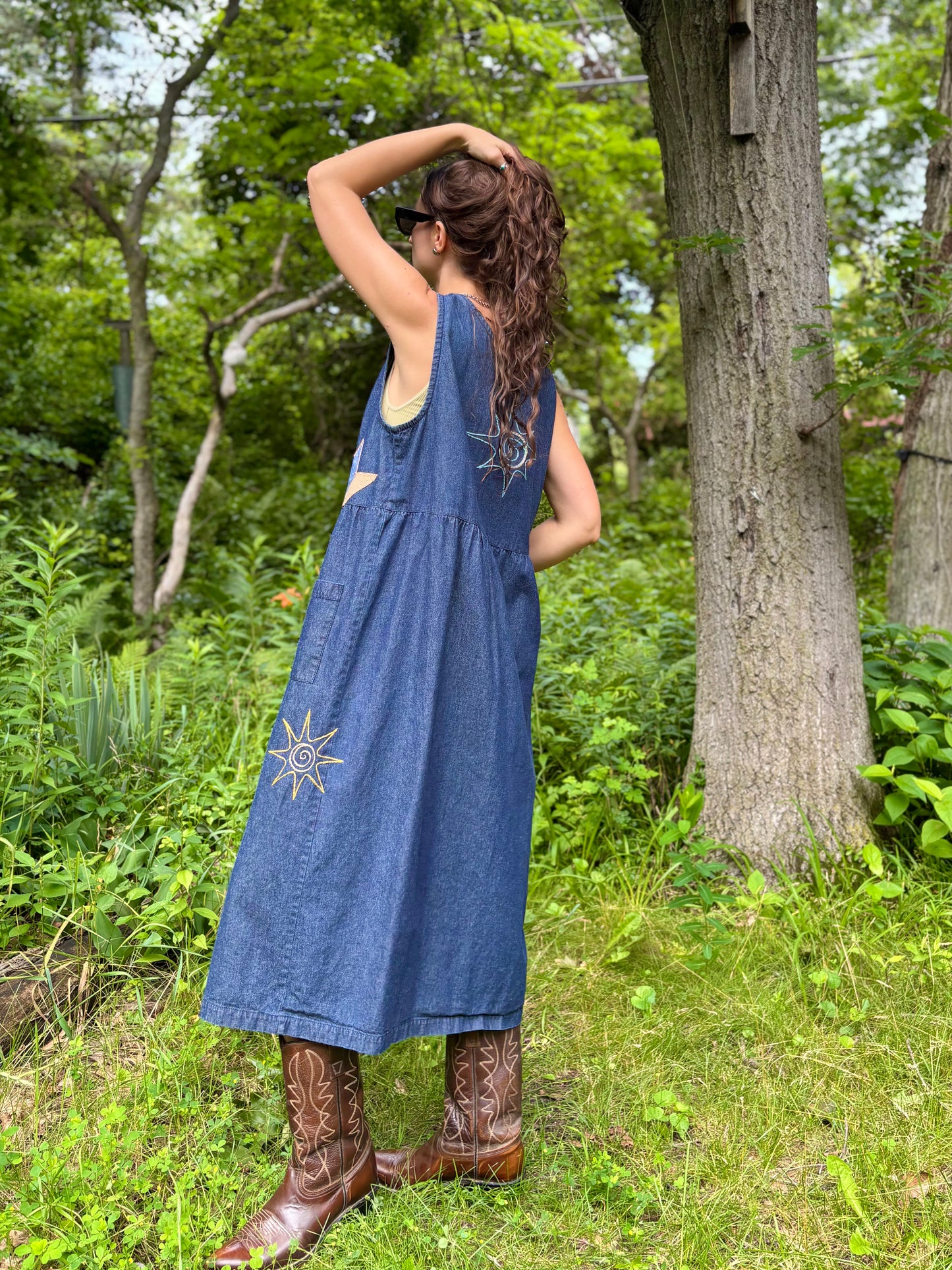 Dark Wash Embellished Denim Dress