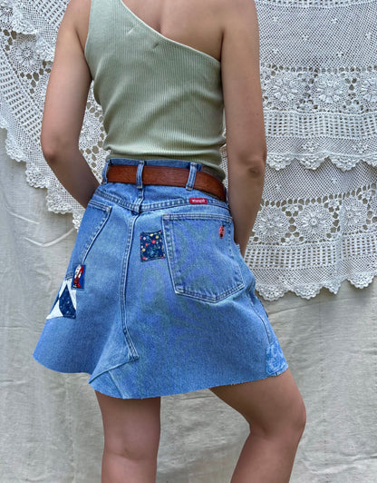 Ladybug Embroidered & Patched Wrangler Mini Skirt