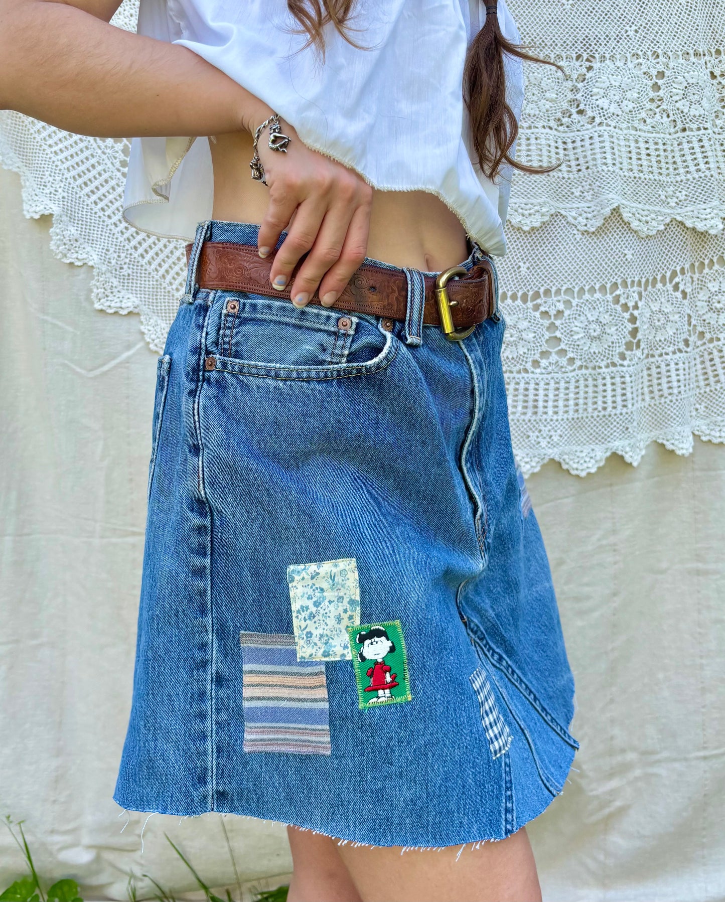 Peanuts Patched Levi's Mini Skirt