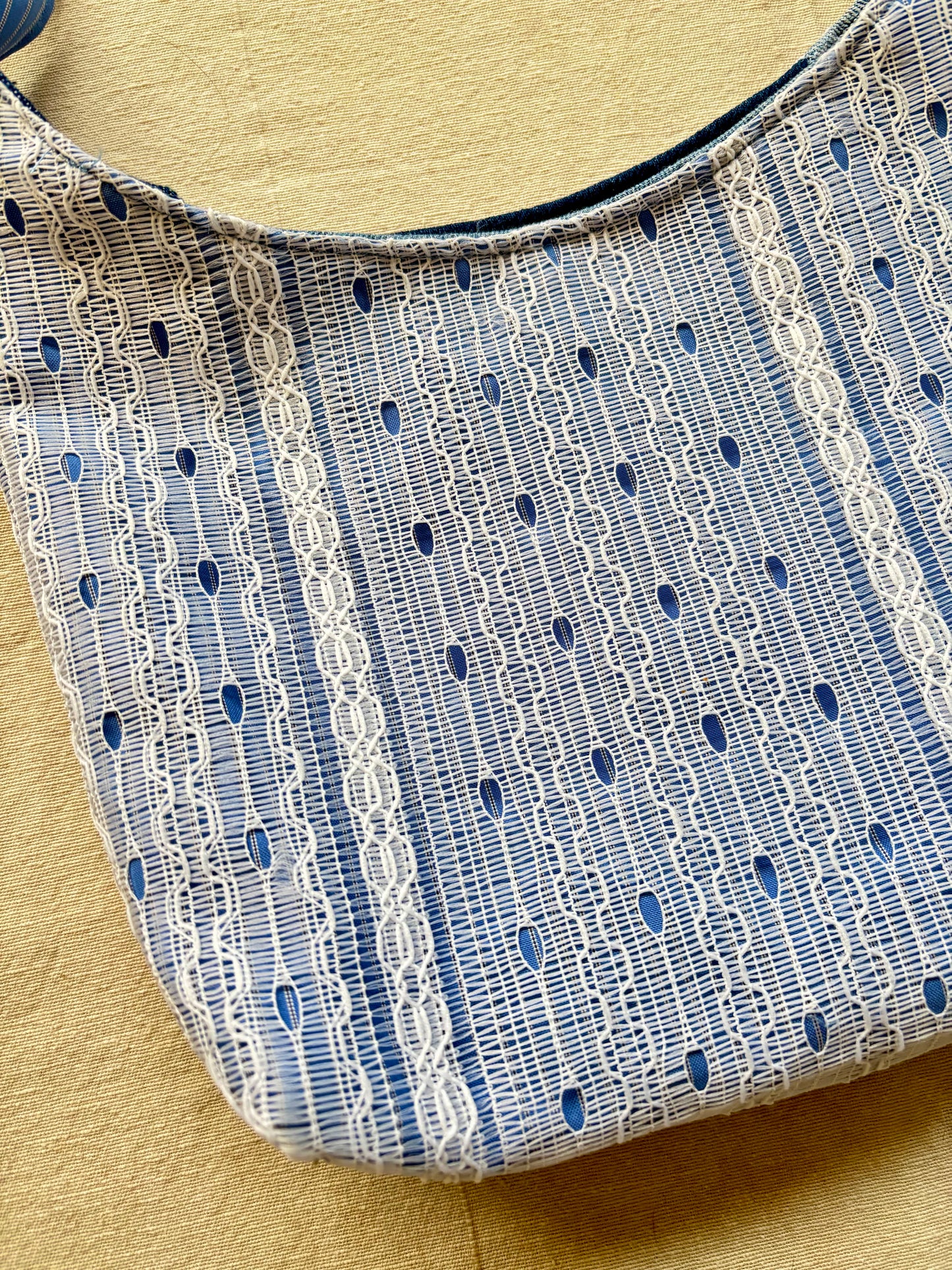 Handmade Denim Bag - Lace & Stripe