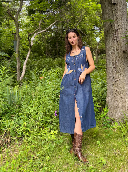 Dark Wash Embellished Denim Dress