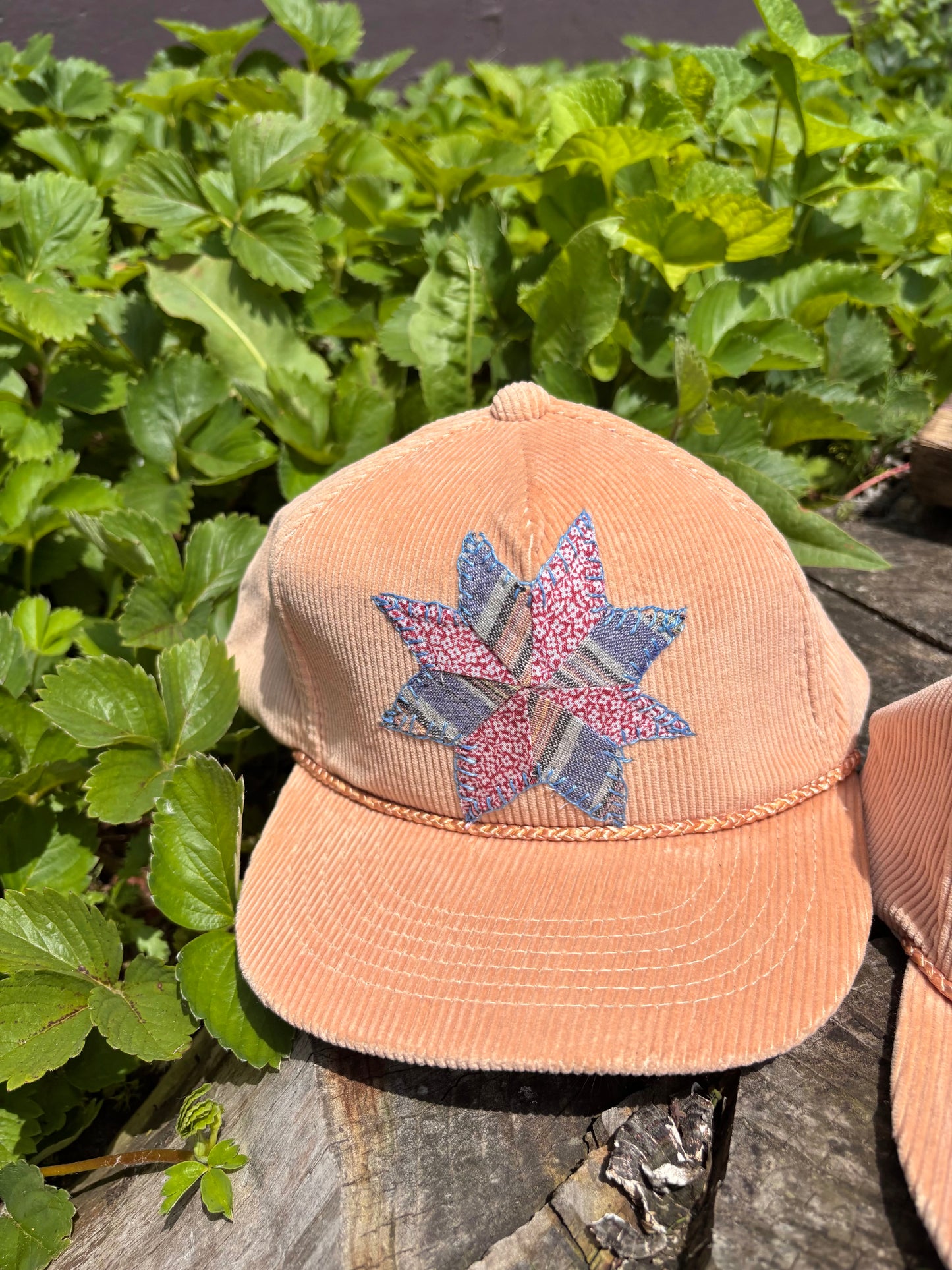 Star Quilt Corduroy Snap Back Hat