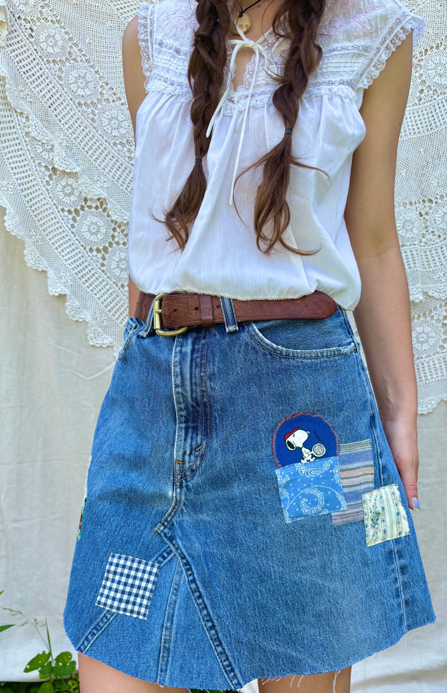 Peanuts Patched Levi's Mini Skirt