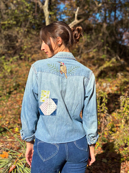 1970s Northern Flicker Embroidered Pearl Snap