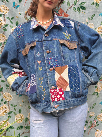 𓆸 Embroidered & Patched Denim Jacket