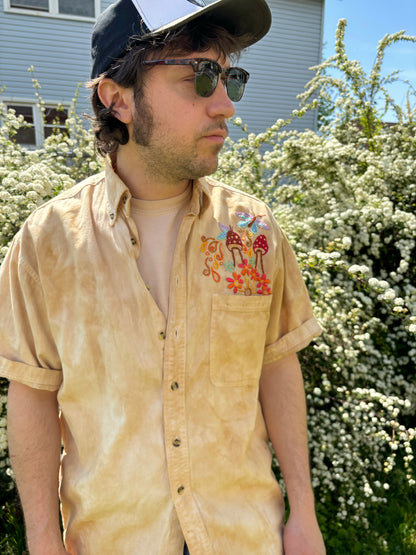 Botanically Dyed Embroidered Button Up