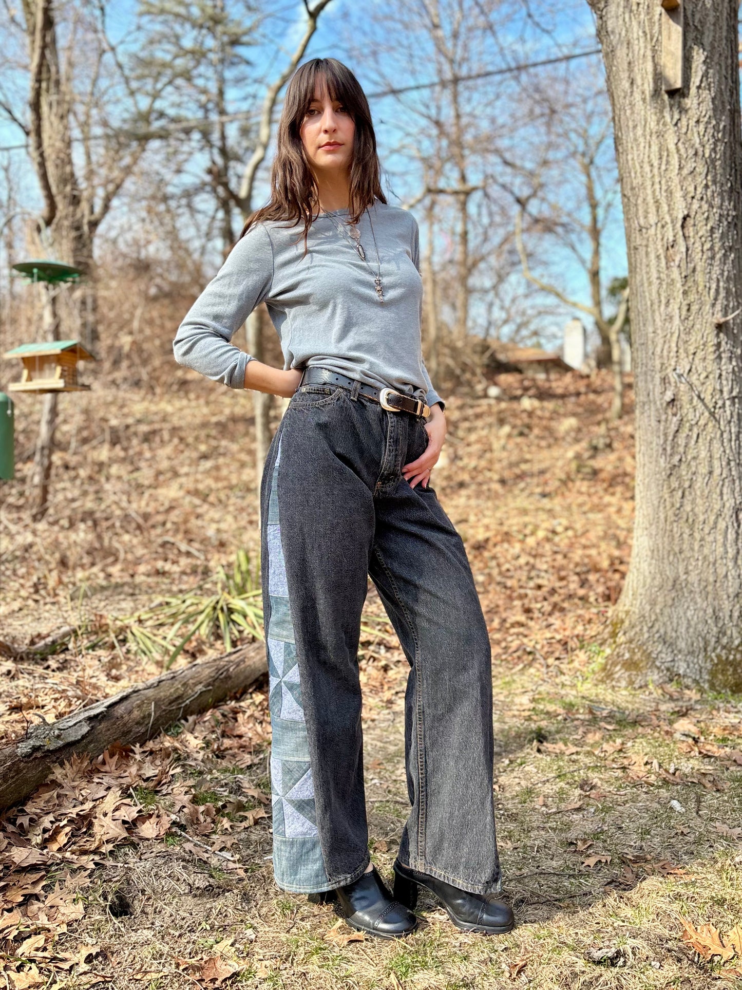 Blue Gray Pinwheel Jeans